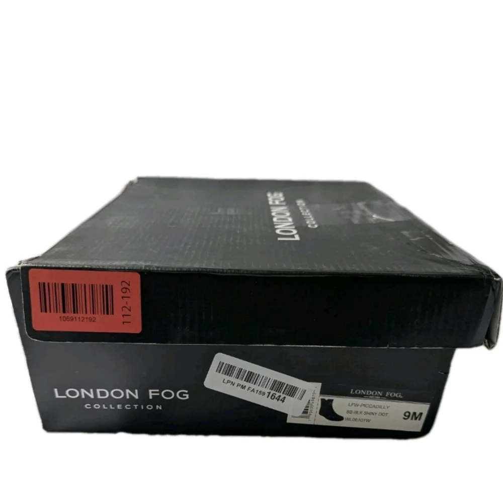 London Fog Picadilly Rain Boot Black Polka Dot Women's 9M